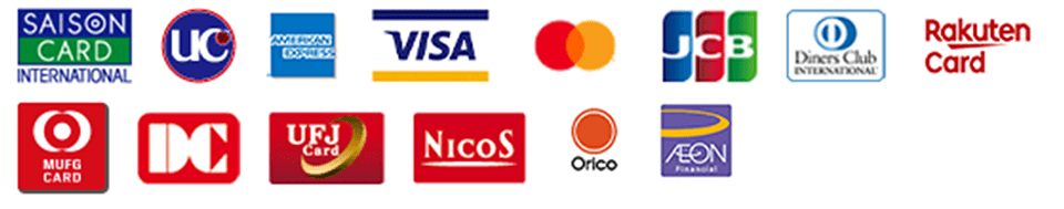 SAISON CARD INTERNATIONAL UC AMERICAN EXPRESS VISA Master Card JCB Diners Club INTERNATIONAL RakutenCard MUFG CARD DC UFJ Card NICOS Orico AEON